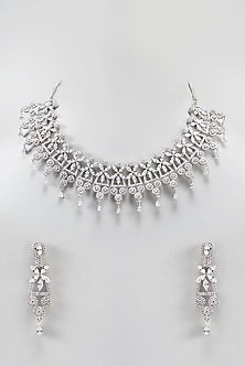 White Finish Zircon Necklace Set