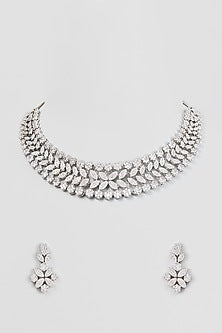 White Finish Zircon Necklace Set