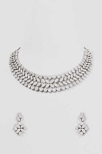 White Finish Zircon Necklace Set