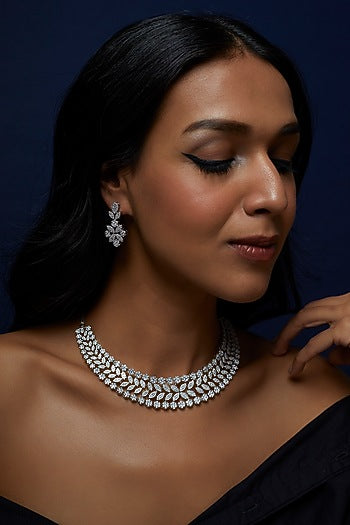 White Finish Zircon Necklace Set