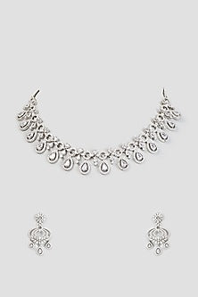 White Finish Zircon Necklace Set