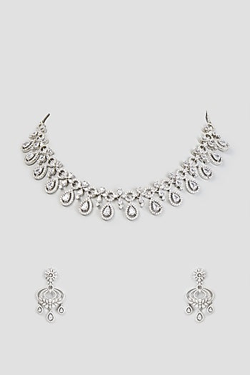 White Finish Zircon Necklace Set