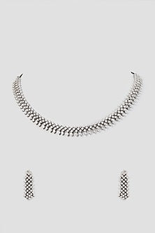 White Finish Zircon Necklace Set