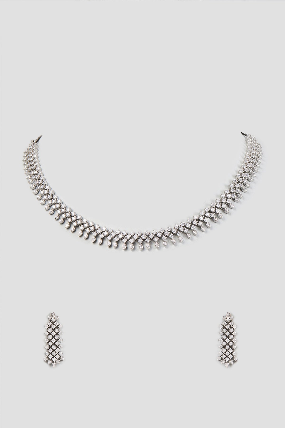 White Finish Zircon Necklace Set