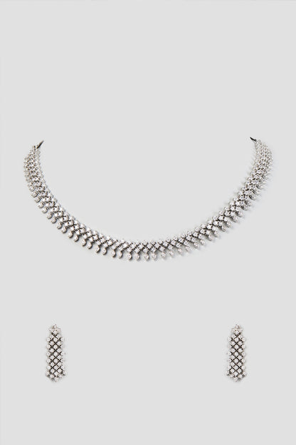 White Finish Zircon Necklace Set