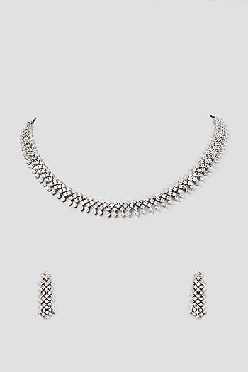 White Finish Zircon Necklace Set