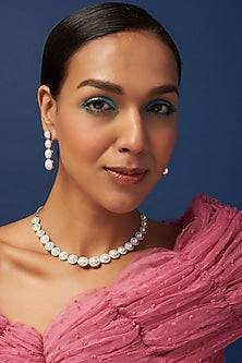 White Finish Pearl Necklace Set