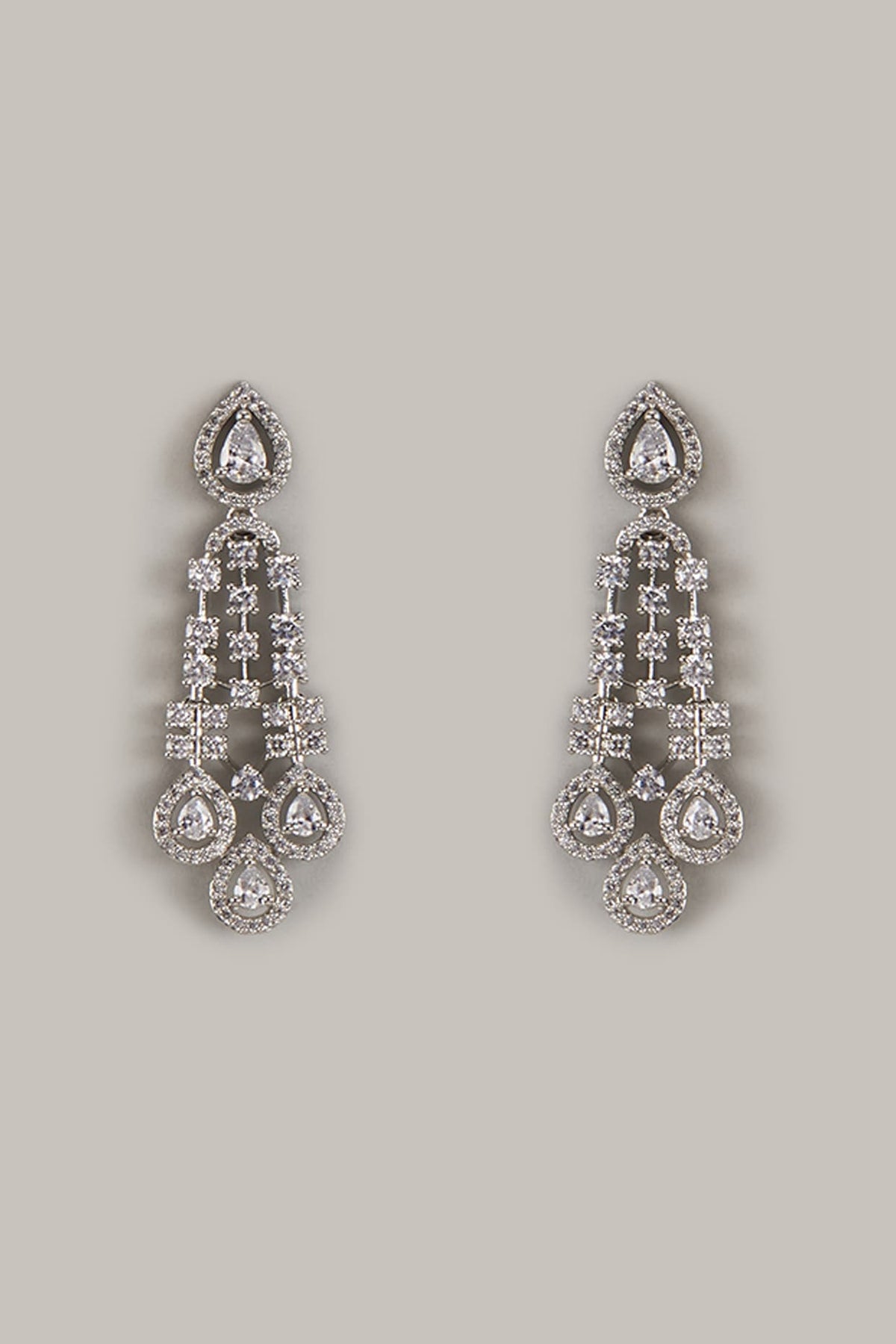 White Finish Zircon Dangler Earrings