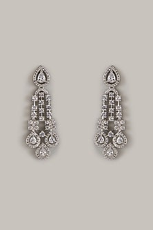 White Finish Zircon Dangler Earrings