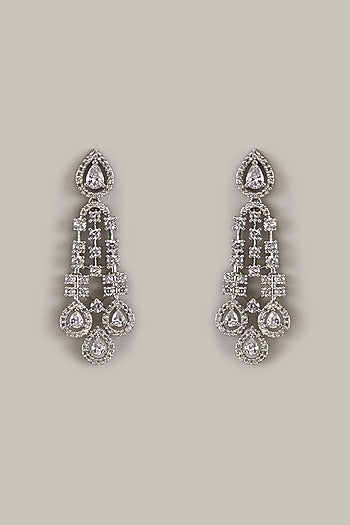 White Finish Zircon Dangler Earrings