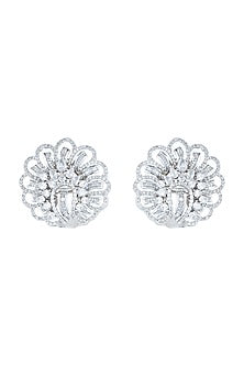 Silver plated faux diamond stud earrings