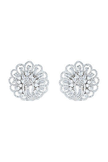 Silver plated faux diamond stud earrings