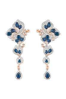 Silver plated faux sapphire and diamond earrings