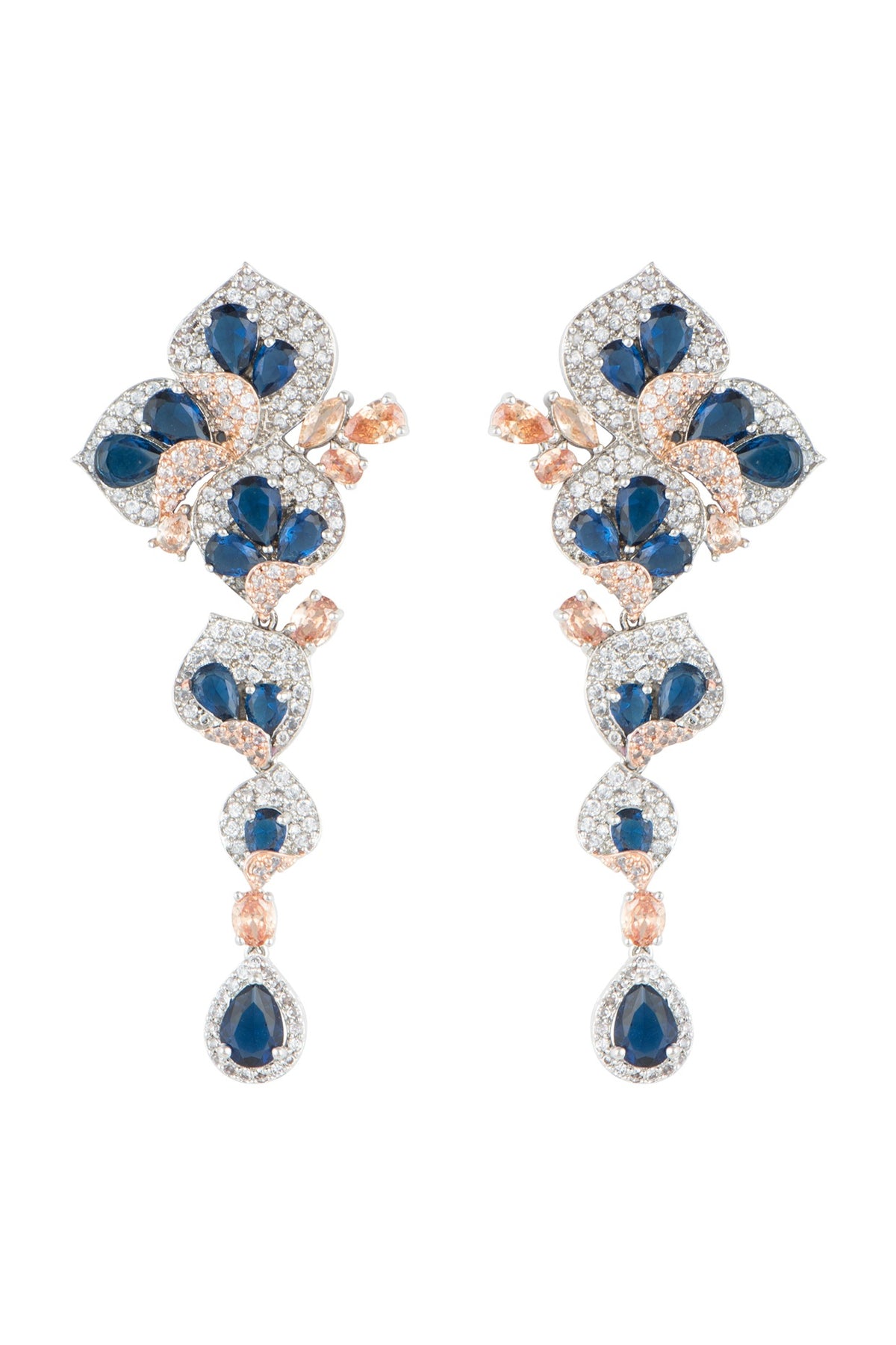 Silver plated faux sapphire and diamond earrings