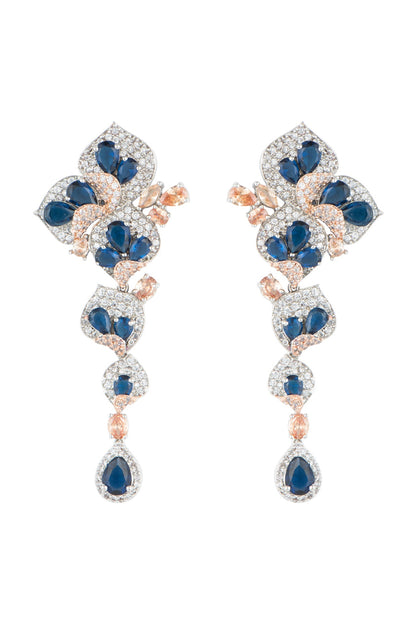 Silver plated faux sapphire and diamond earrings