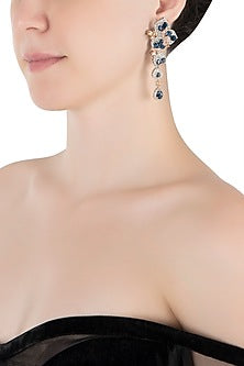Silver plated faux sapphire and diamond earrings