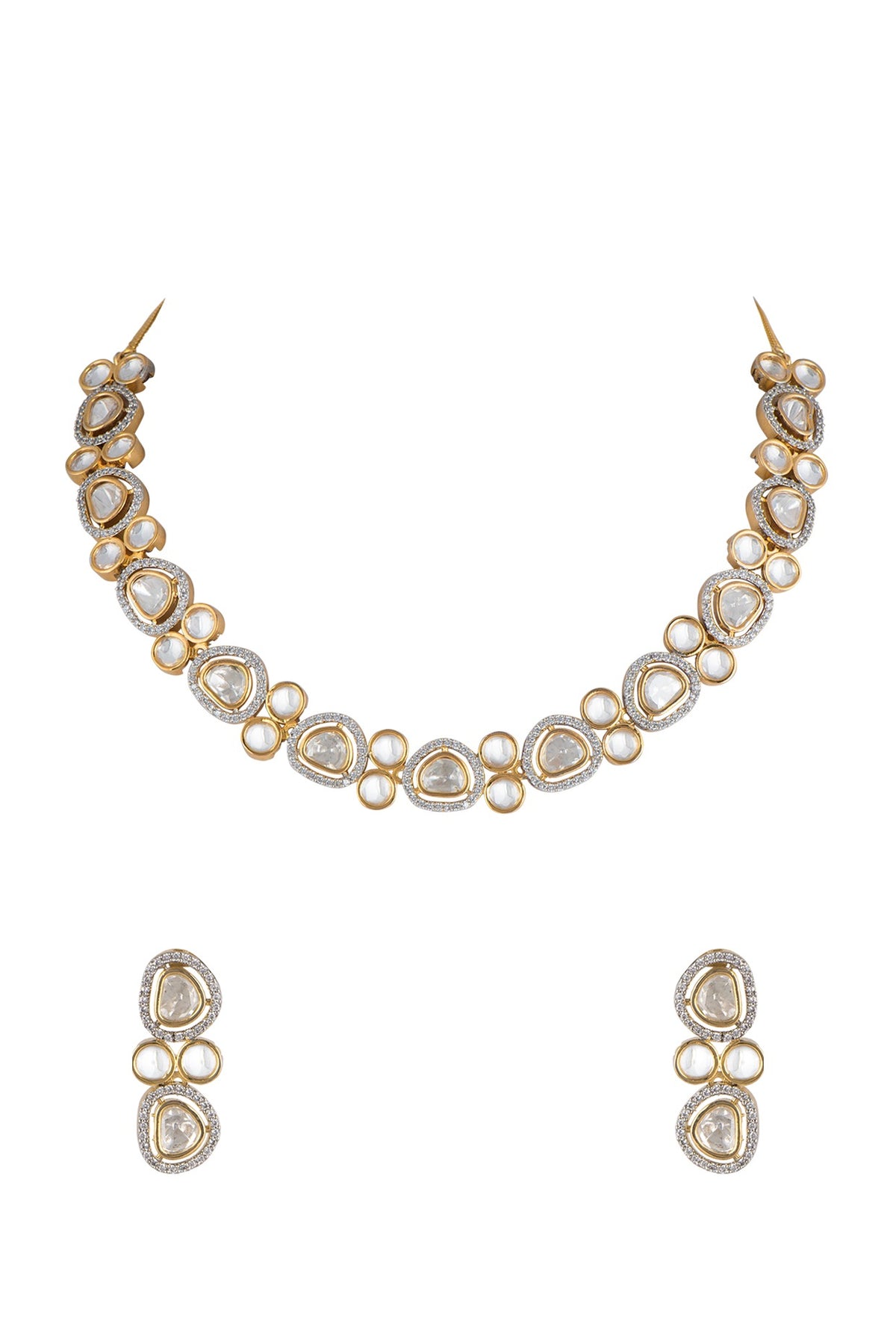 Gold Finish Kundan Necklace Set