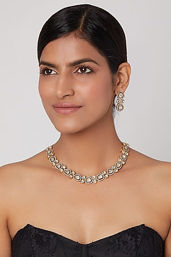 Gold Finish Kundan Necklace Set