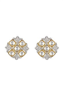 Gold Finish Kundan Stud Earrings