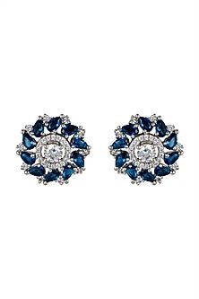 White Finish Diamond Stud Earrings