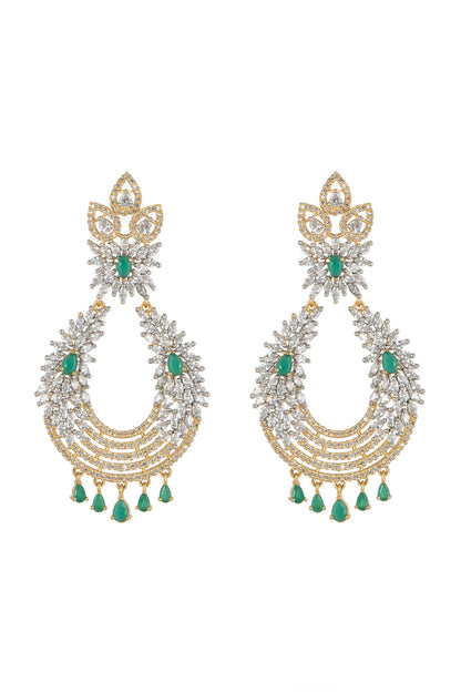 Gold Finish Diamond & Stone Earrings