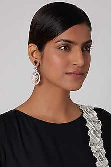 Rose Gold Finish Blue Stone Earrings