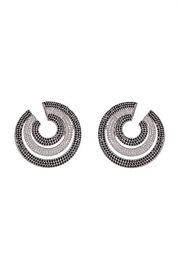 White Finish Faux Diamond Earrings