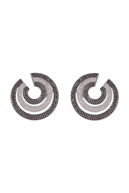 White Finish Faux Diamond Earrings