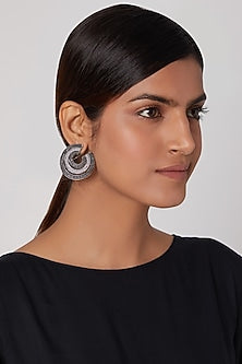 White Finish Faux Diamond Earrings