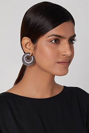 White Finish Faux Diamond Earrings