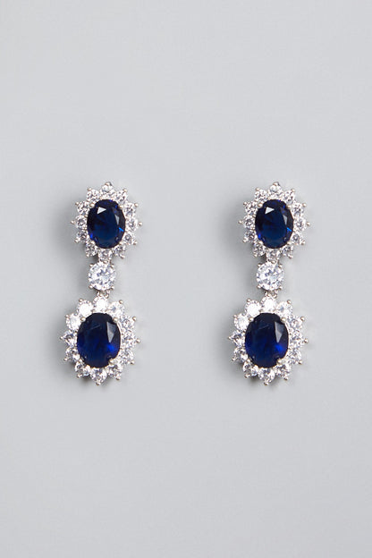 White Finish Sapphire Necklace Set
