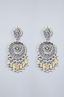 Black Rhodium Finish Pearl & Diamond Earrings