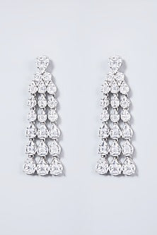 White Finish Earrings With Diamonds