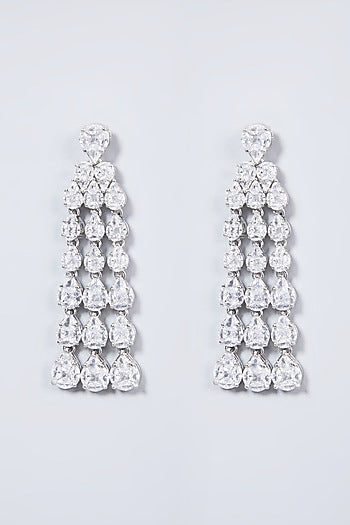 White Finish Earrings With Diamonds
