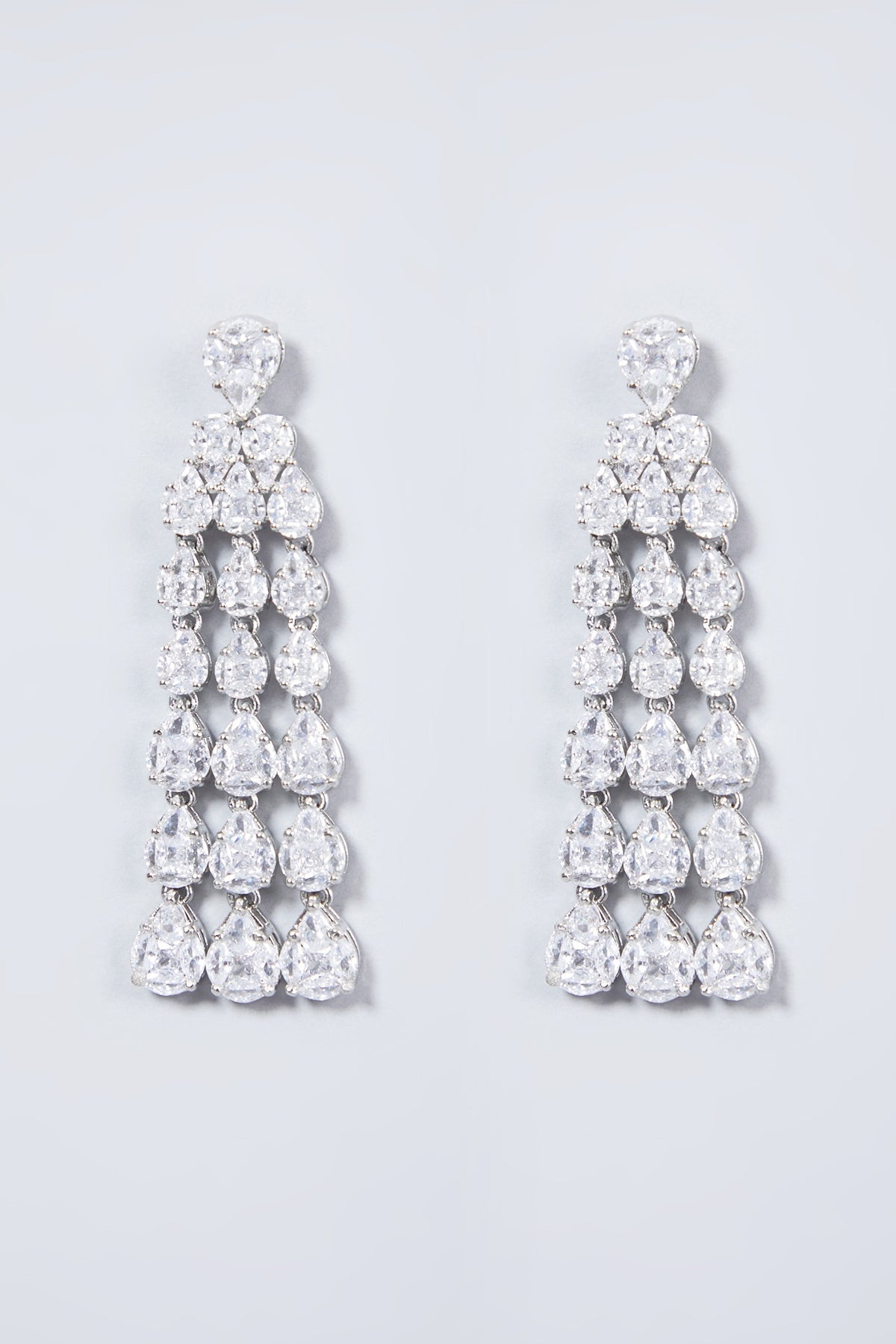 White Finish Earrings With Diamonds