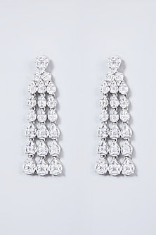 White Finish Earrings With Diamonds