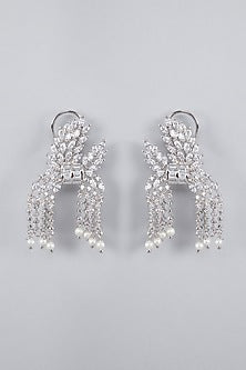 Silver Finish Diamond Dangler Earrings
