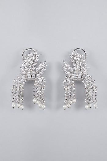 Silver Finish Diamond Dangler Earrings