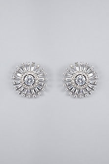 Silver Finish Zircon Stud Earrings