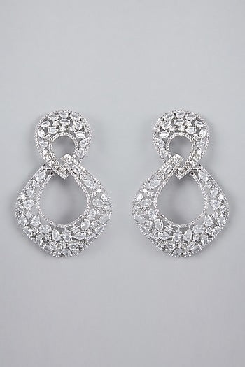 Silver Finish Zircon Earrings