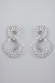 Silver Finish Zircon Earrings