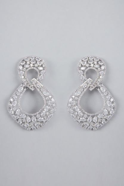 Silver Finish Zircon Earrings