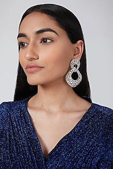 Silver Finish Zircon Earrings