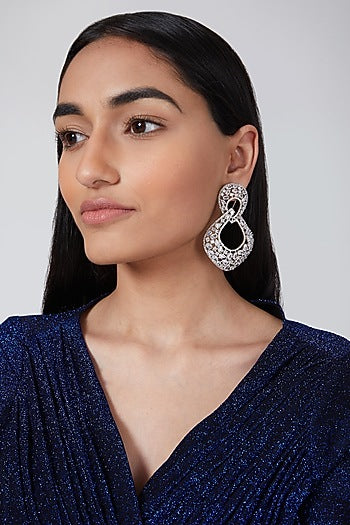 Silver Finish Zircon Earrings