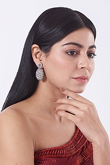 White Finish Zircon Earrings