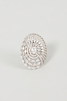 White Finish Faux Diamond Ring