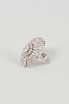 White Finish Faux Diamond Ring