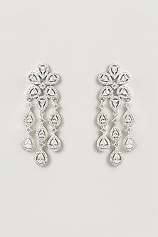 White Finish Faux Diamond Necklace Set