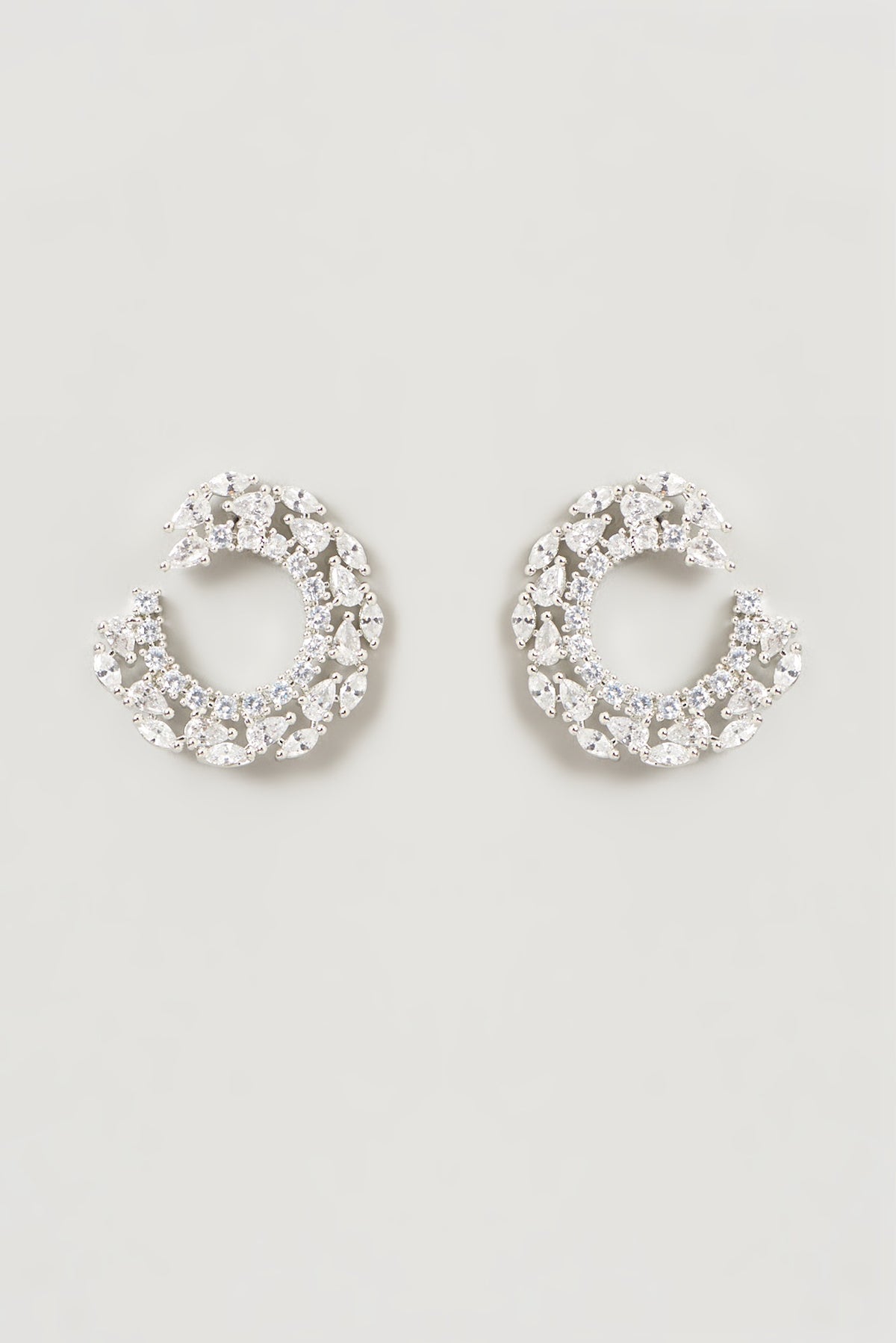 White Finish Faux Diamond Dangler Earrings