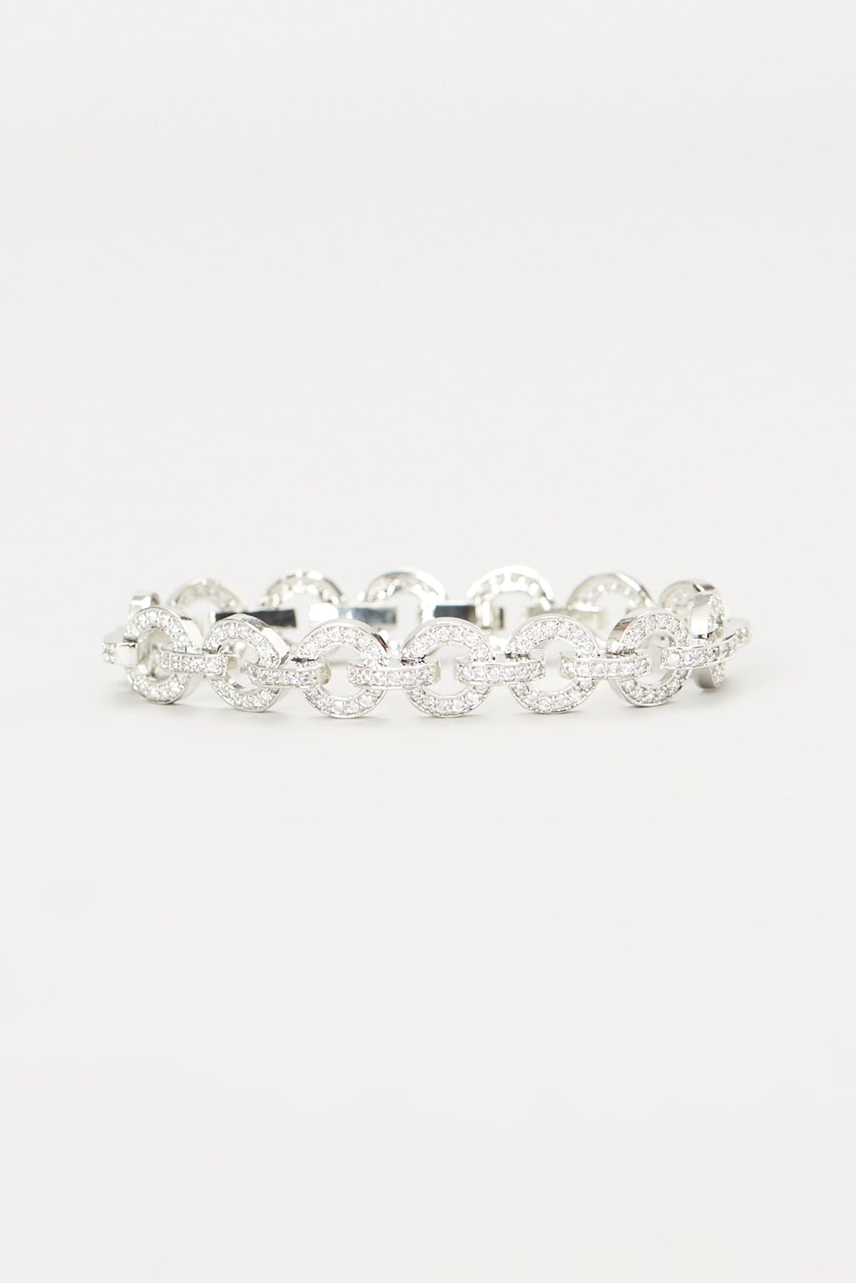 White Finish Faux Diamond Bracelet